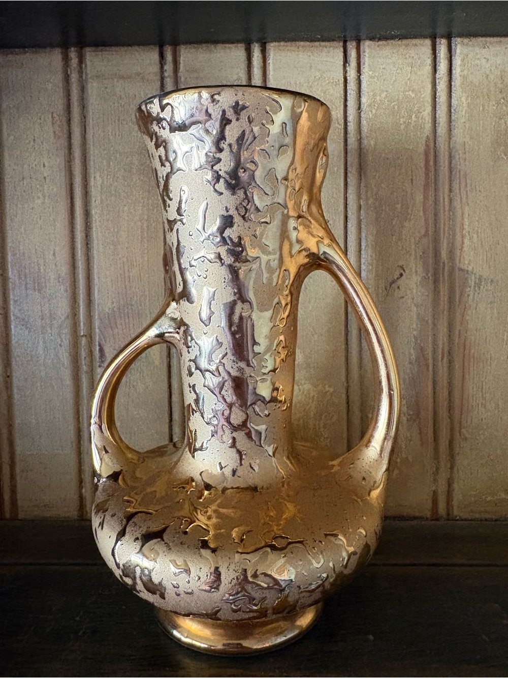 Vintage Dixon Art Studios Weeping Gold 22KT Ewer Vase Mid-Century
